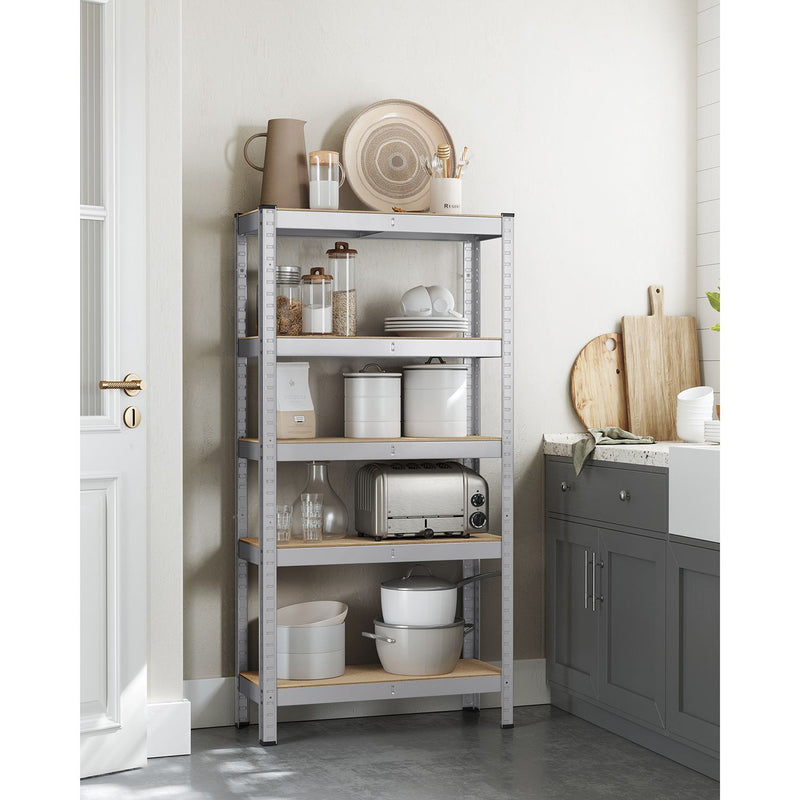 Rack Box - Dulap de living - Extra puternic - 5 niveluri - argint