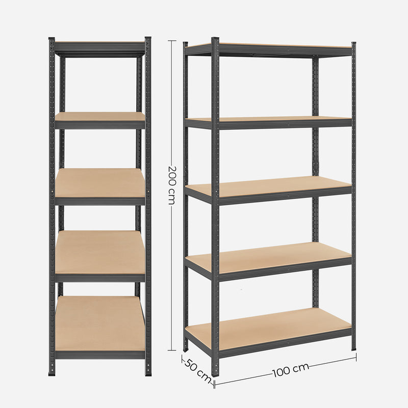 Stellingkast - Kelderrek - Met 5 niveaus - Van 200 cm hoog - Zwart