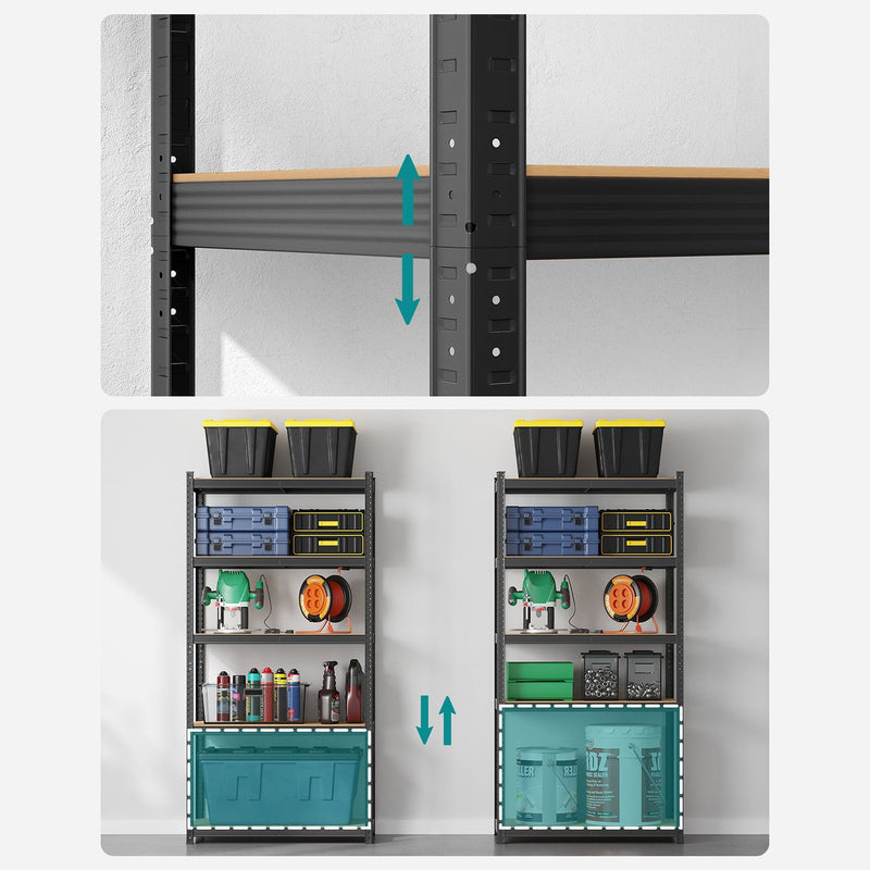 Stellingkast - Kelderrek - Met 5 niveaus - Van 200 cm hoog - Zwart