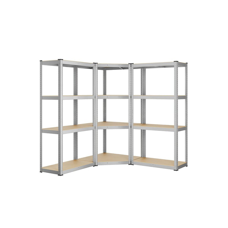 Stellingkast - Hoekplankenset - 4 lagen - Metalen Frame - Zilver