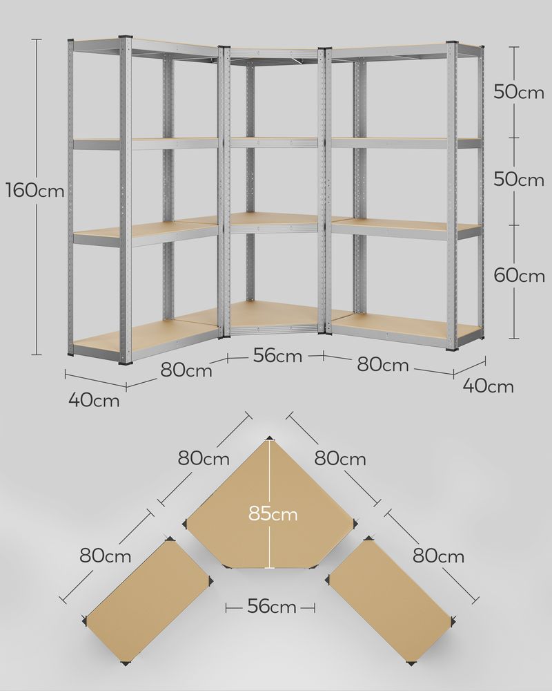 Rack Box - Corner Board Set - 4 Lager - Metal Frame - Silver