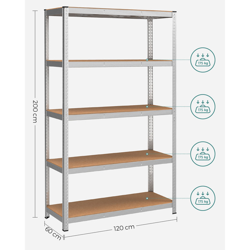 Rack Box - Subsol - cu 5 niveluri - de 200 cm înălțime - argint