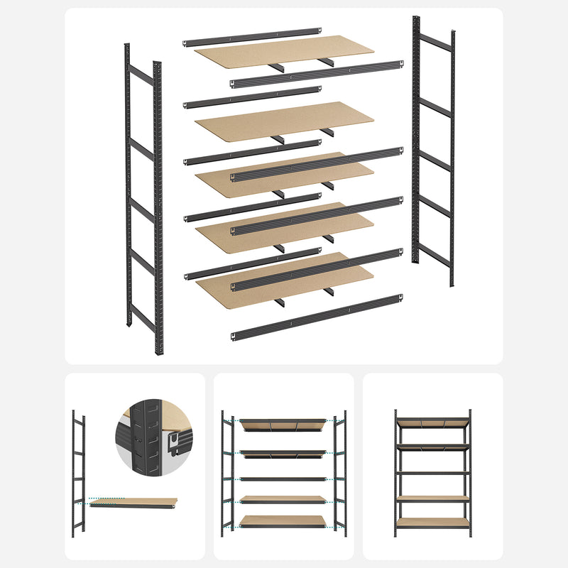 Boîte à rack - Rack Cellar - avec 5 niveaux - de 200 cm de haut - gris