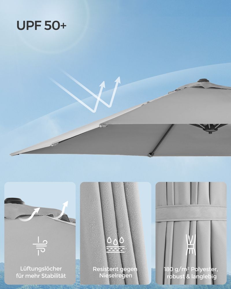 Parasol - med vev - fyrkant - med Cross Foot - Grey