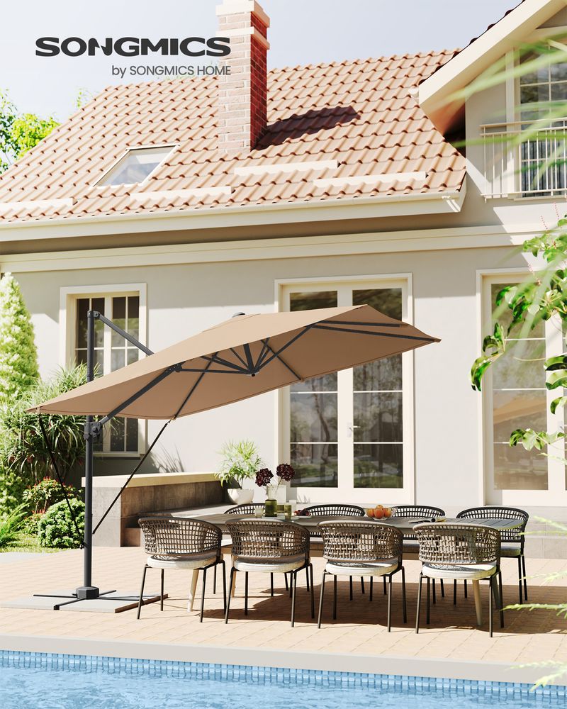 Parasol - Met Zwengel - Vierkant - Met kruisvoet - Beige