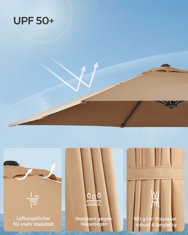 Parasol - med vev - fyrkant - med Cross Foot - Beige