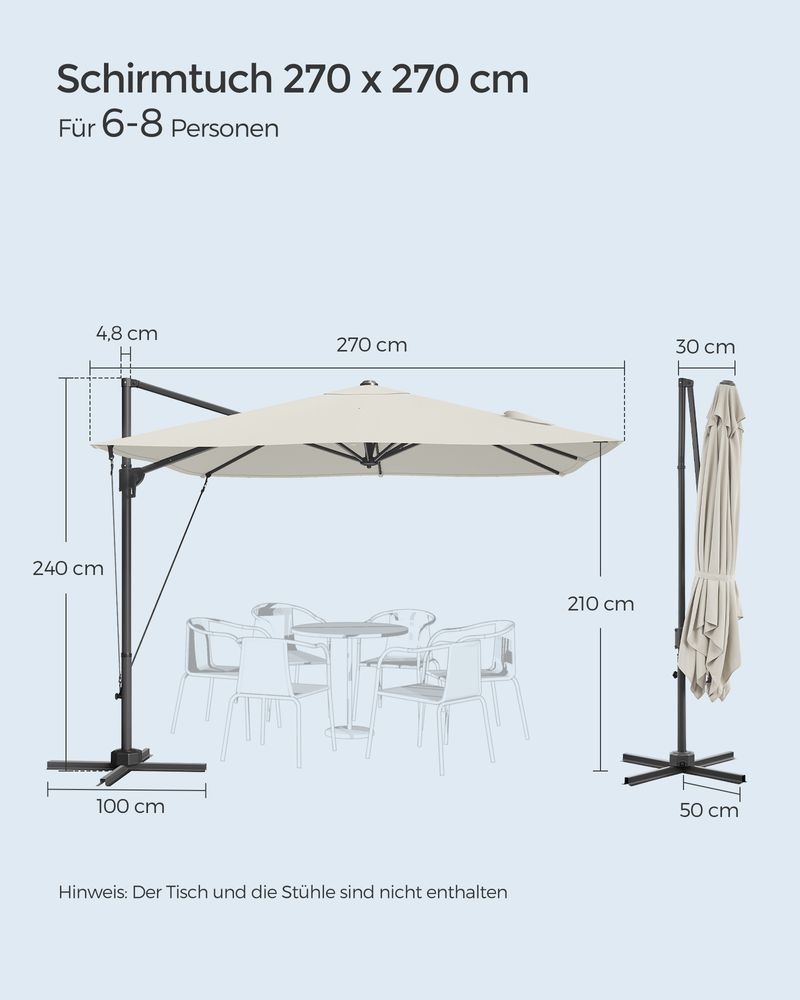 Parasol - kampi - neliö - ristijalka - valkoinen