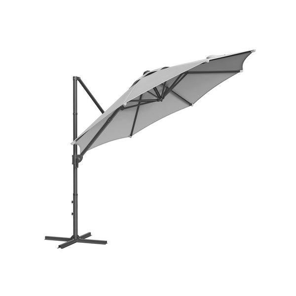 Parasol - Draagarmparasol - Met zwengel en kruisvoet - Grijs