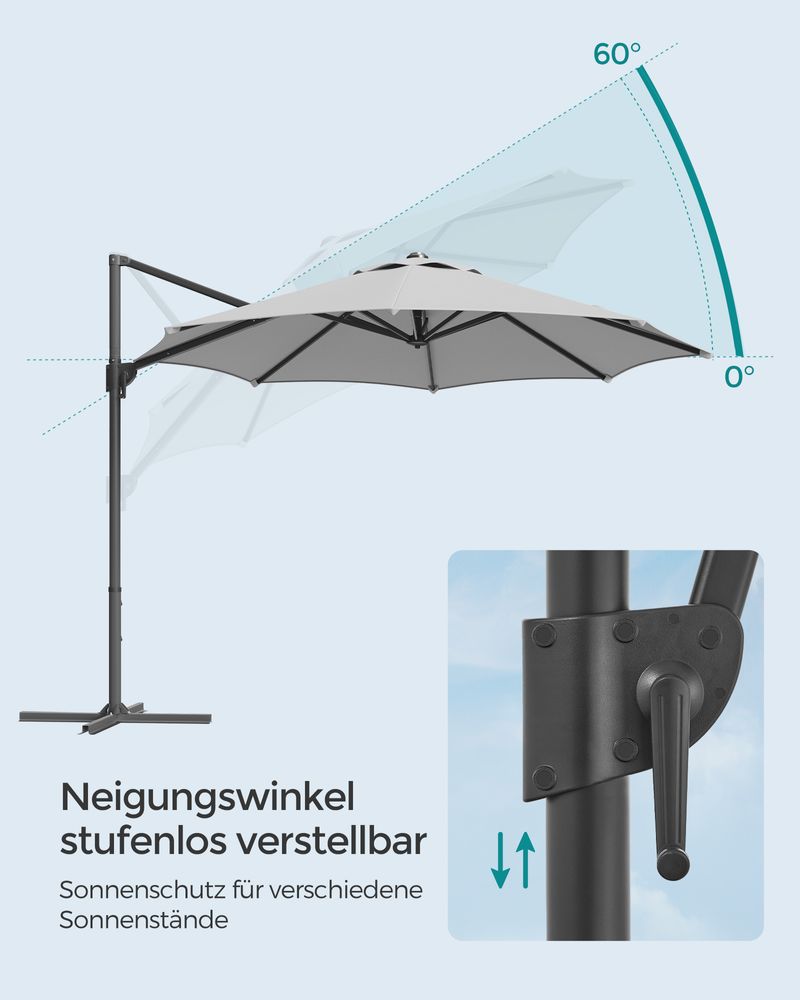 Parasol - kantaja -aurinko - kampilla ja ristijalkalla - harmaa