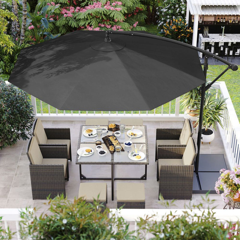 Parasol - Sunshade - Octagonal - Med Sling och Cross Base - Grey