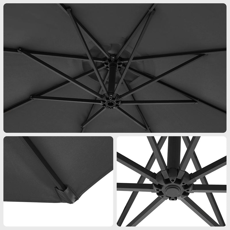 Parasol - Sunshade - Octagonal - Med Sling and Cross Base - Gray