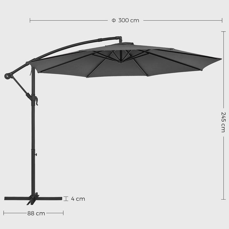 Parasol - Sunshade - Octagonal - Med Sling och Cross Base - Grey