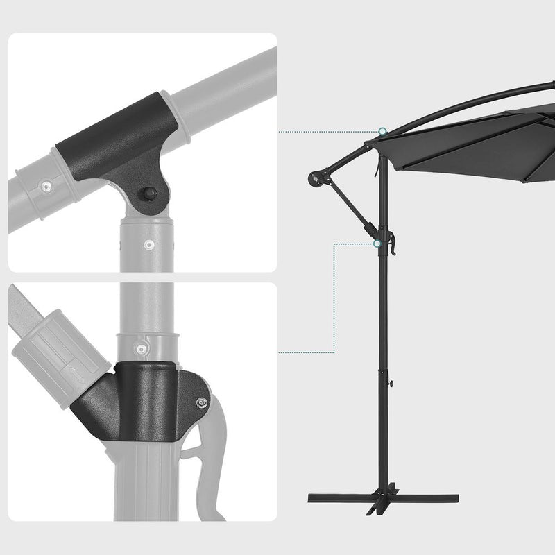 Parasol - Sunshade - Octagonal - Med Sling och Cross Base - Grey