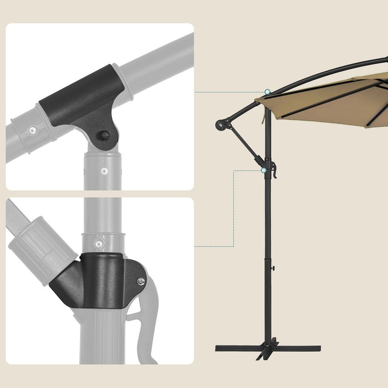 Parasol - Sunshade - Octagonal - Med Sling och Cross Foot - Brown