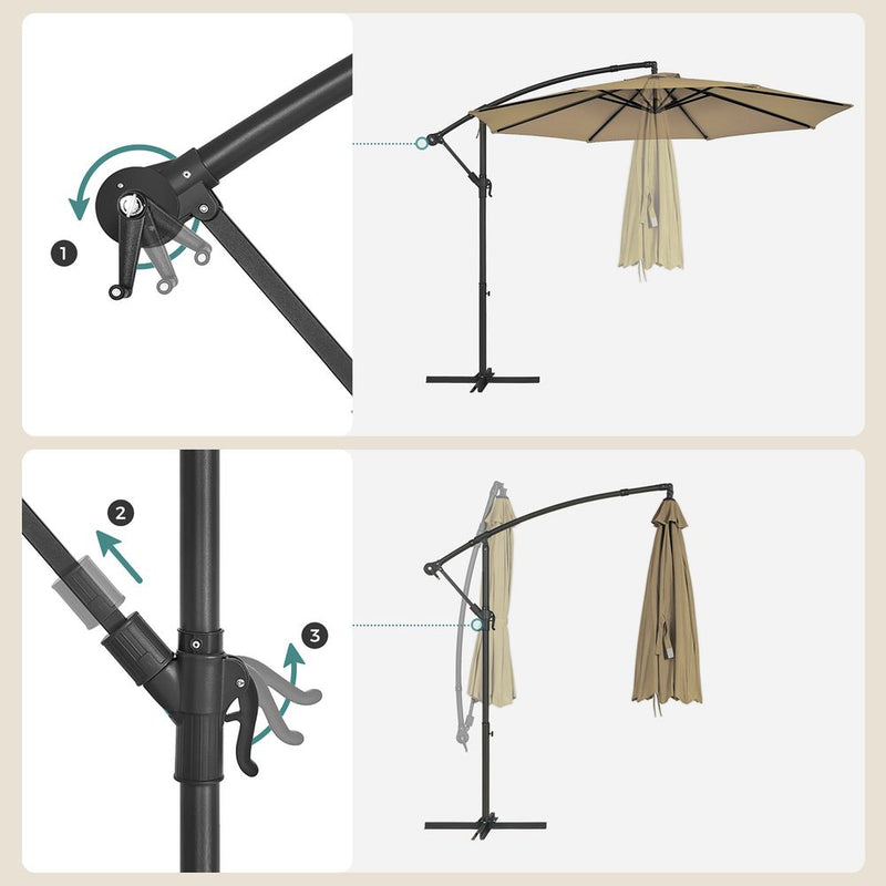 Parasol - Sunshade - Octagonal - Med Sling och Cross Foot - Brown