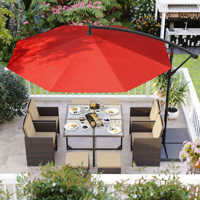 Parasol - Zonnescherm - Achthoekig - Met slinger en kruisvoet - Rood