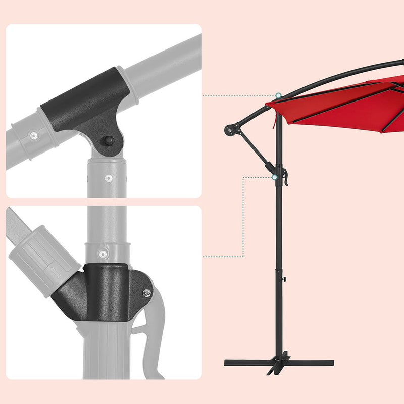 Parasol - Sunshade - Octagonal - med pendel och korsröd