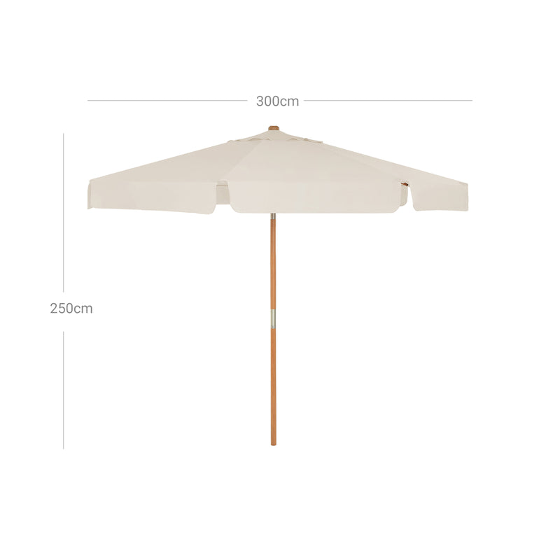 Parasol - Sunshade - 300 cm - Cadre en bois - crème