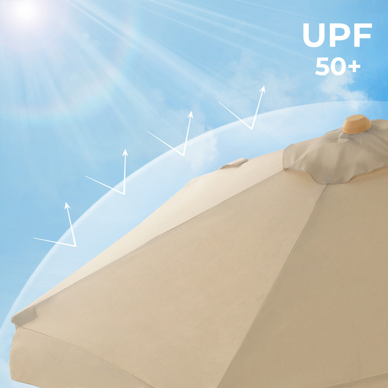 Parasol - Sunshade - 300 cm - træramme - beige