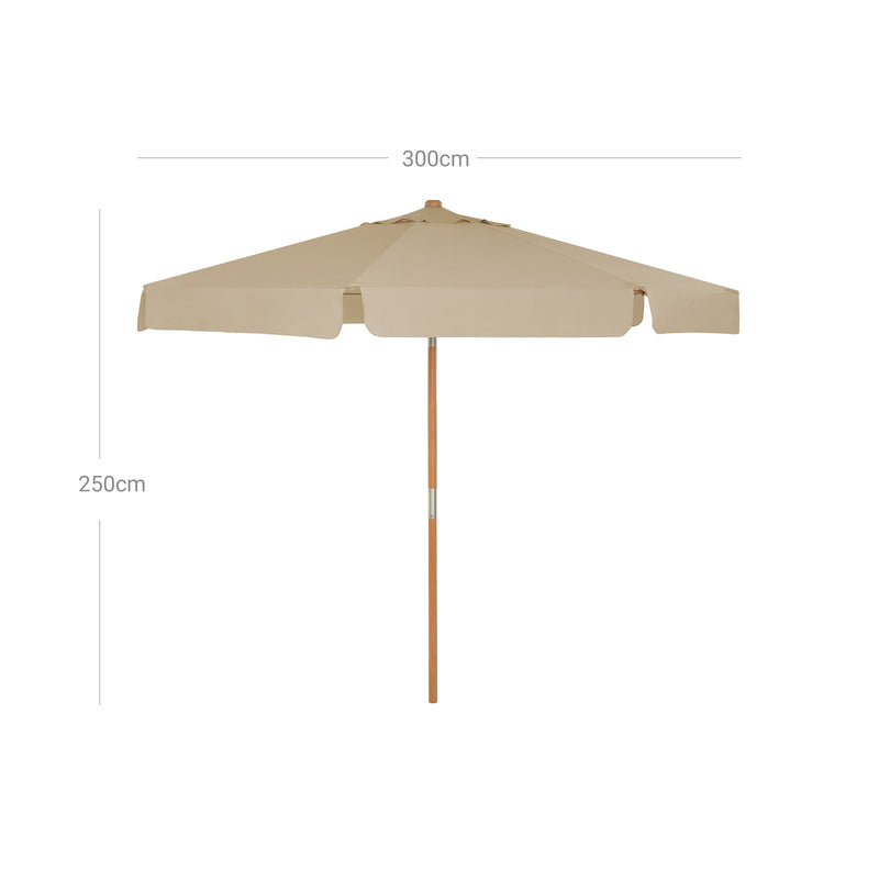 Parasol - Sunshade - 300 cm - Cadre en bois - beige