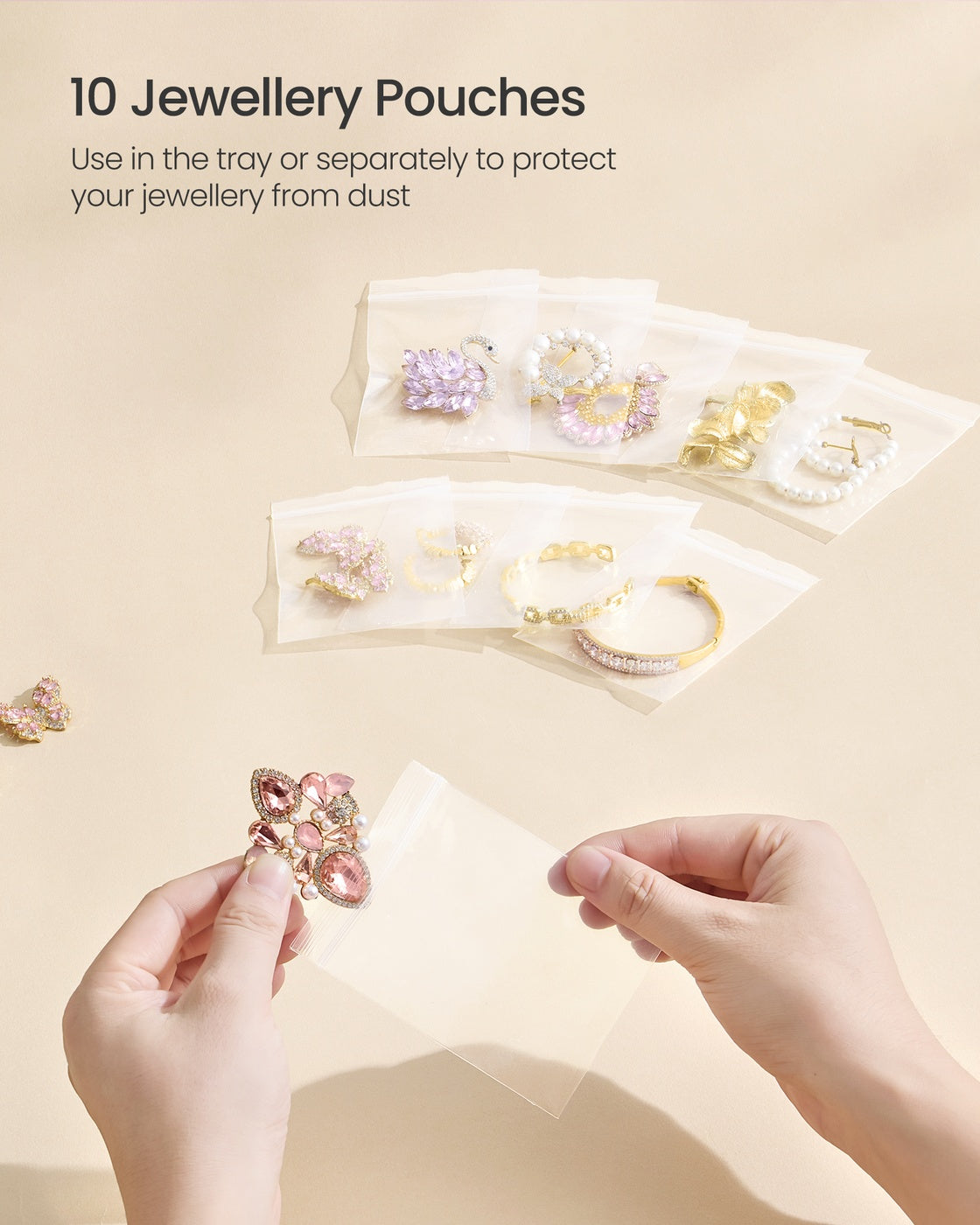 Jewellery Stand – Metal Frame and Velvet Tray – Matte White – Versatile Organiser for Necklaces, Bracelets, Earrings and Rings