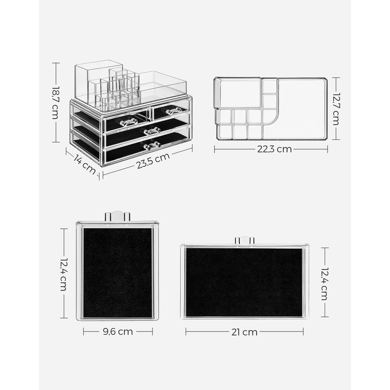 Cosmetic Organizer - Met 4 laden en 11 vakken - Transparant