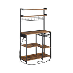 Köksställ - Standing Rack - Med Socket - Flera hyllor - Metal Frame - Brown