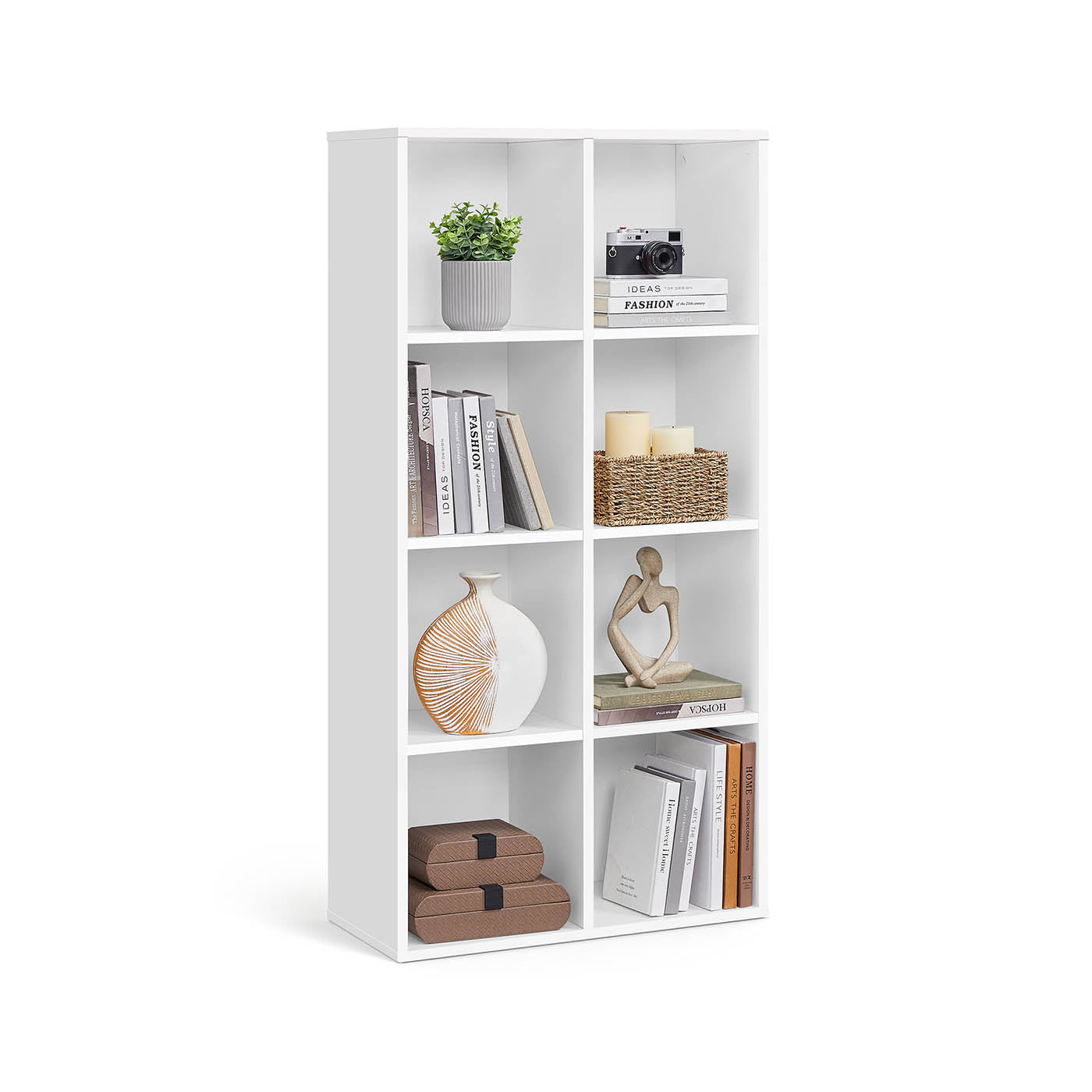8-Cube Storage Bookshelf – Wood – Oak – Freestanding Display Cabinet for Home and Office