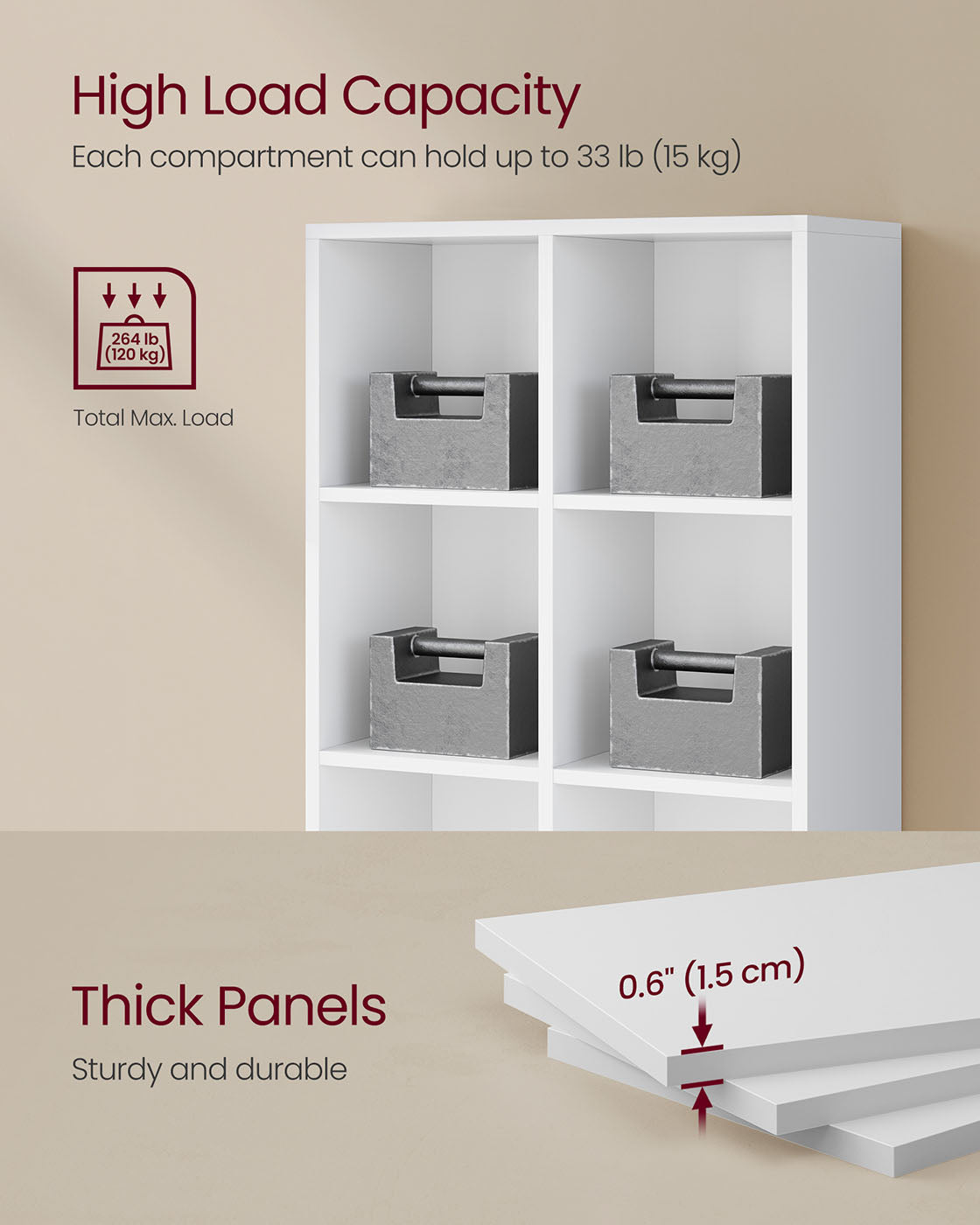 8-Cube Storage Bookshelf – Wood – Oak – Freestanding Display Cabinet for Home and Office