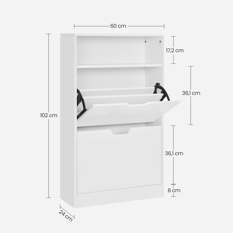 Schoenenkast -  Met 2 kleppen - Modern - Wit