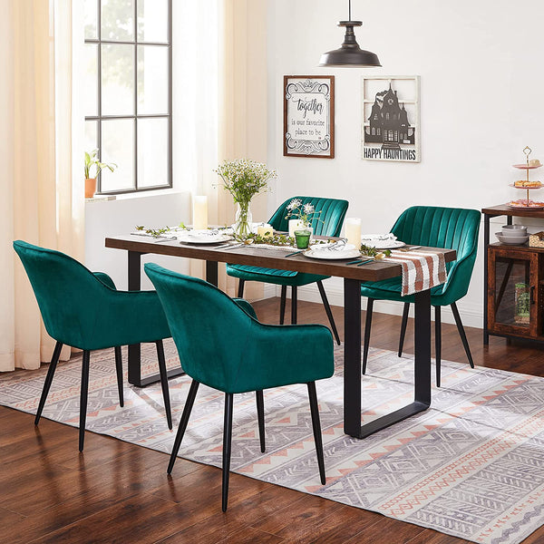 Chaises de salle à manger - chaises de cuisine - Ensemble de 6 - Velvet Seat - Met Metal - Green