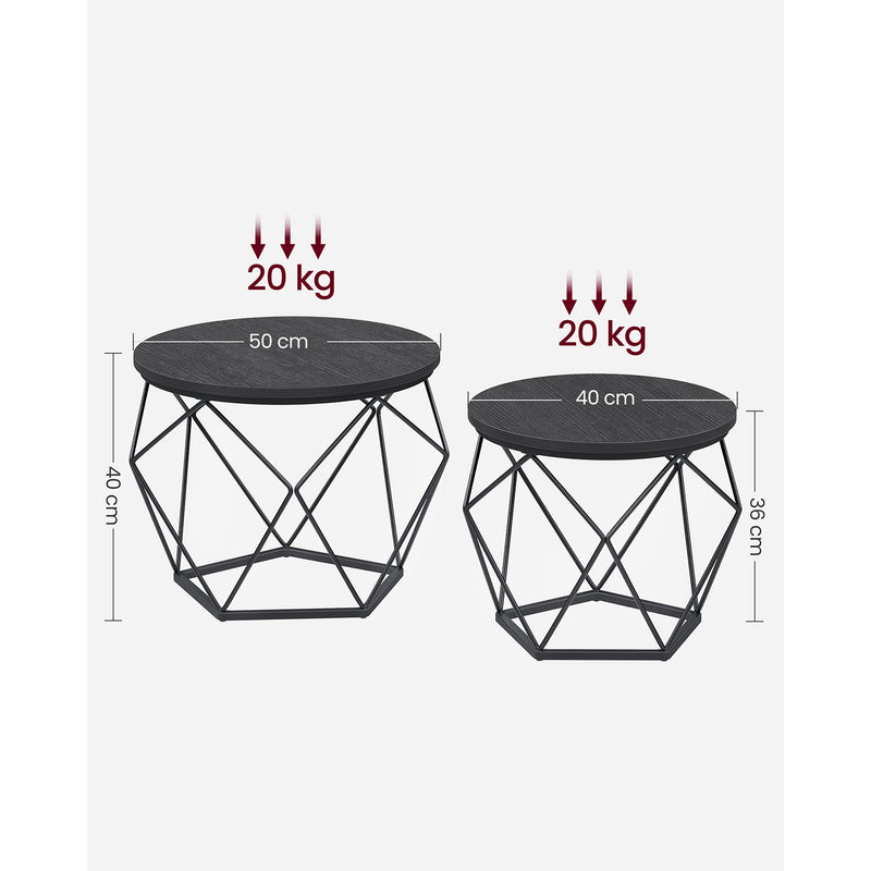 Tabel lateral - set de 2 - mese de cafea - negru