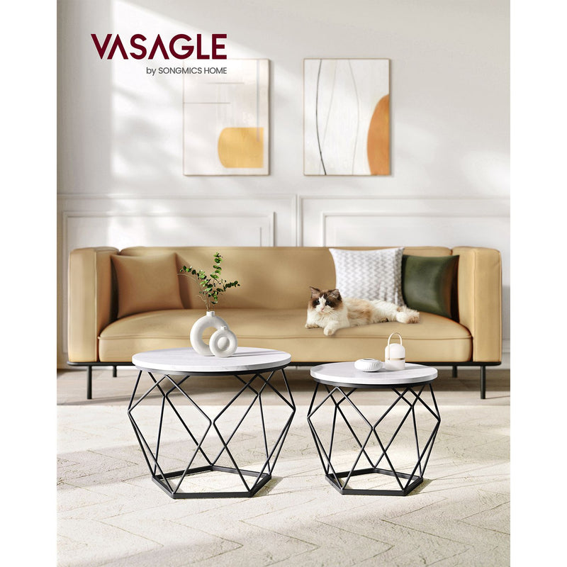 Tabel lateral - set de 2 - mese de cafea - negru alb