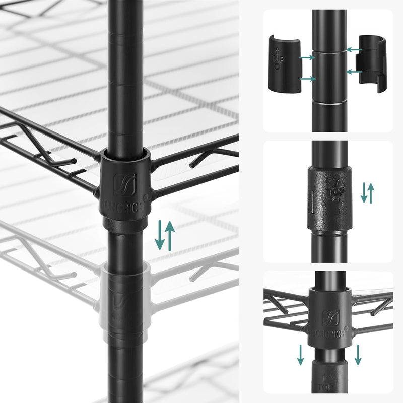 Rack de cuisine - Rack de rangement - avec 6 niveaux - Cadre métallique - noir