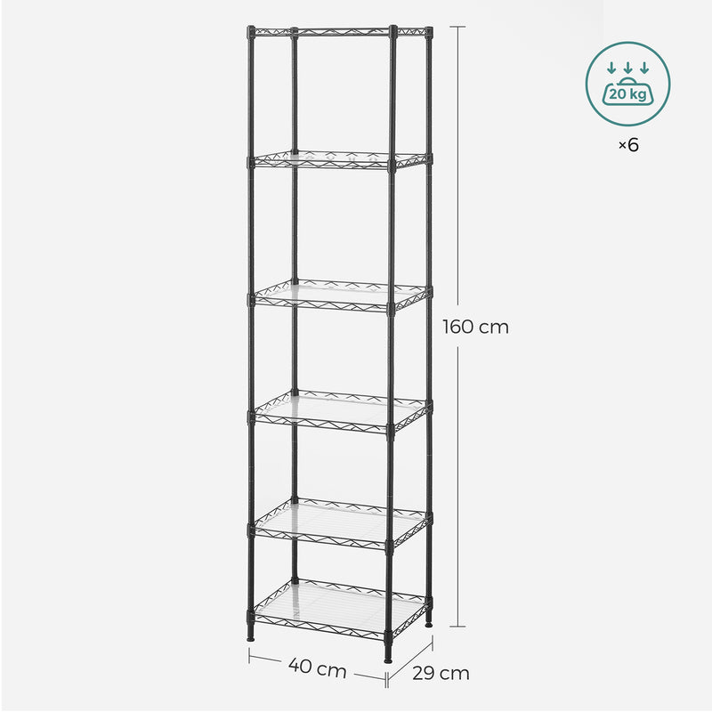 Rack de cuisine - Rack de rangement - avec 6 niveaux - Cadre métallique - noir