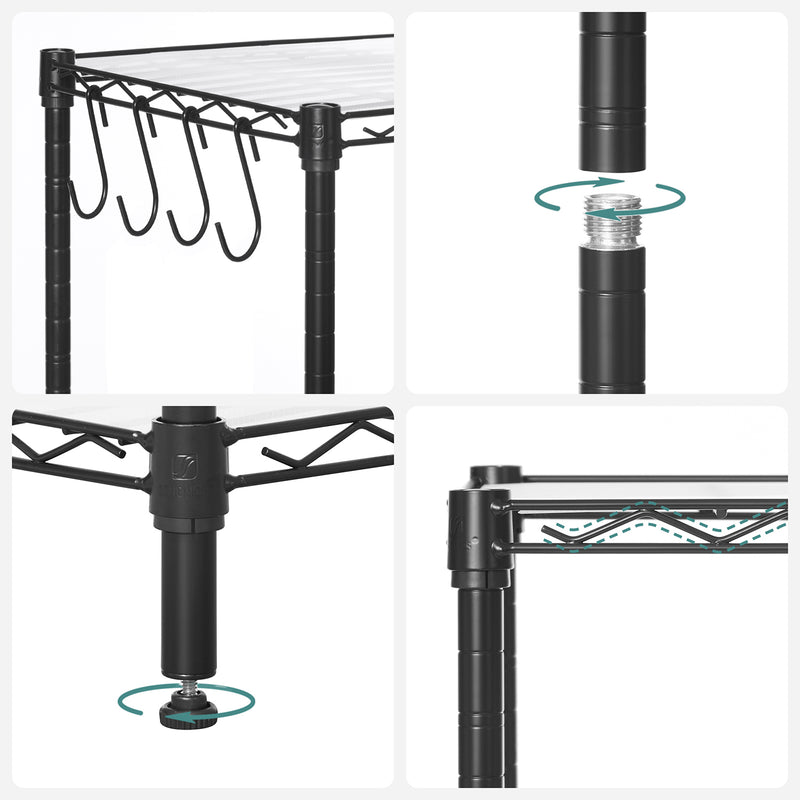 Rack de cuisine - Rack de rangement - avec 6 niveaux - Cadre métallique - noir