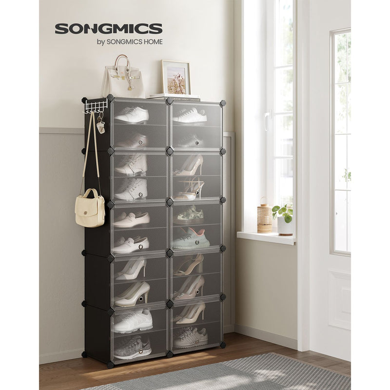 Armoire à chaussures - Rack à chaussures - avec 10 compartiments - noir