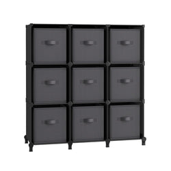 Cube Cabinet - Opbevaringsskab - med 9 rum og 9 kasser - let at samle - sort