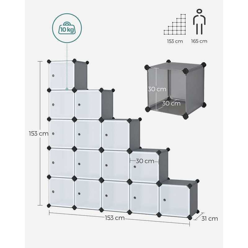 Armoire à cube - armoire de rangement - portes - gris