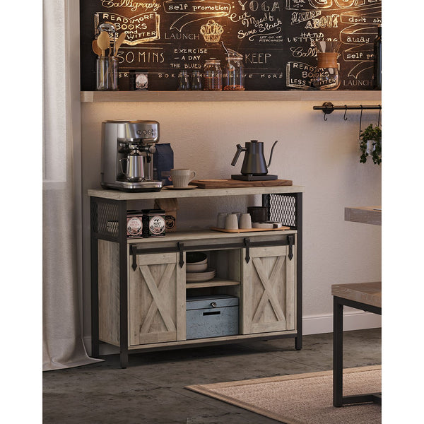 Armoire de rangement - avec 2 portes coulissantes - Design industriel - Cadre en acier - Gray