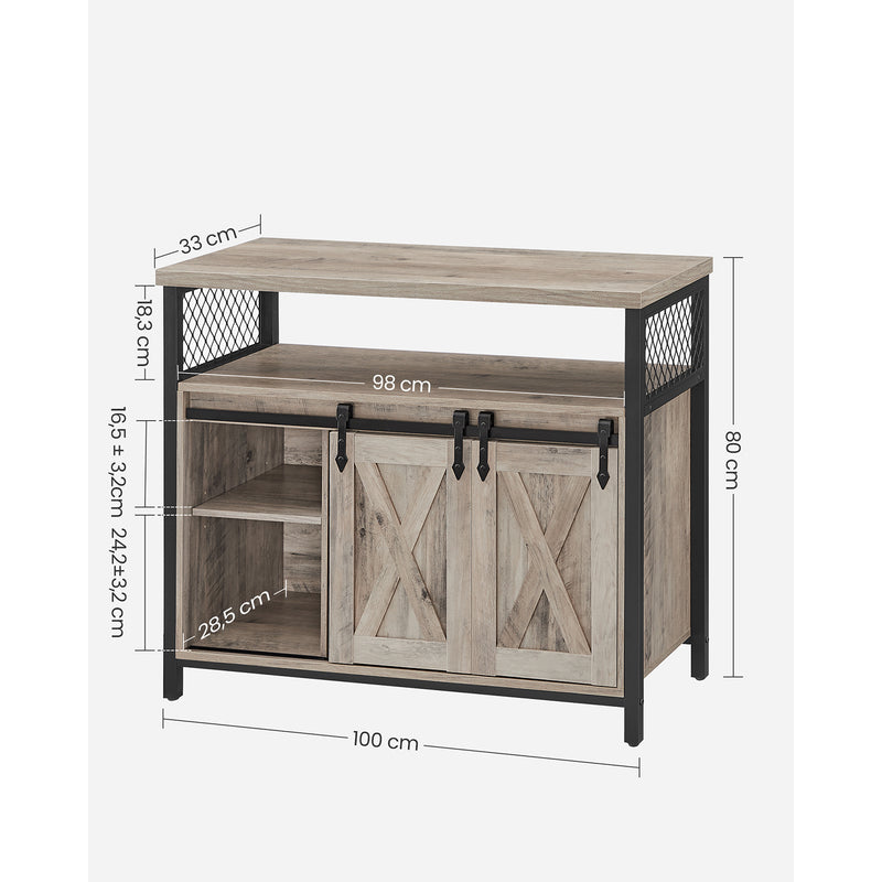 Armoire de rangement - avec 2 portes coulissantes - Design industriel - Cadre en acier - Gray