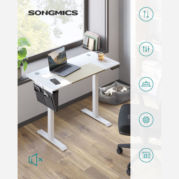 Sit Stand Desk - Laskettu taulukko - Korkeus säädettävä - Pyörillä - 120 cm x 60 cm - valkoinen