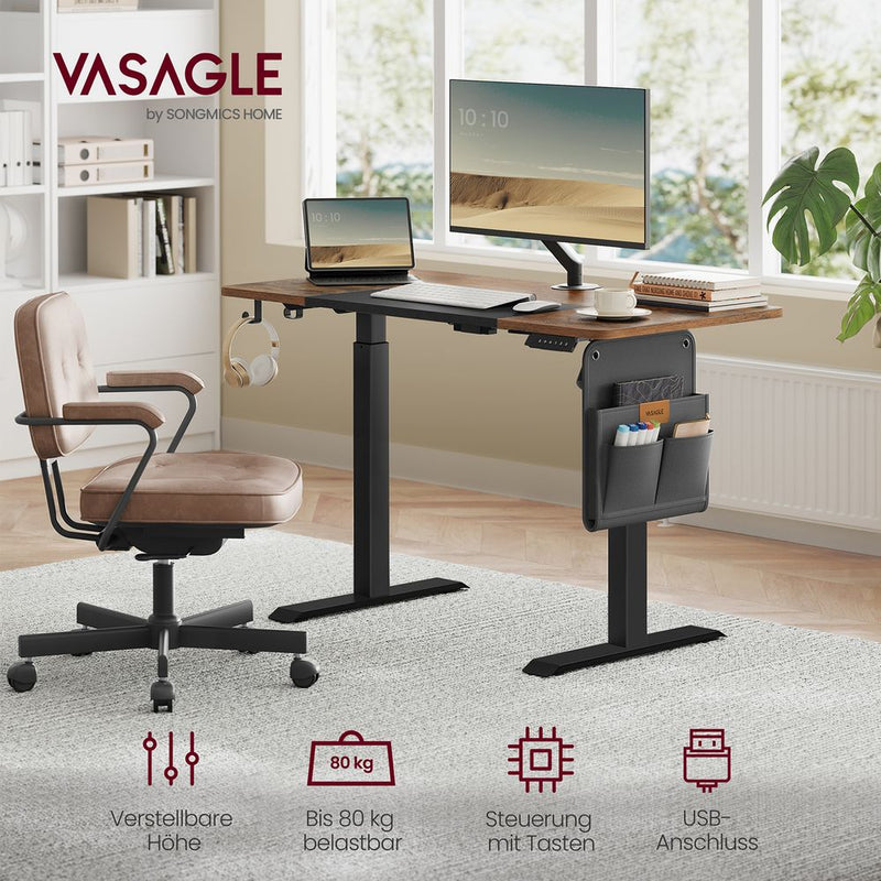 Desk - Electric Desk - Höjdjusterbar - med hjul - 60x120cm - Brown