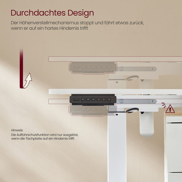 Bureau - Elektrisch bureau - In hoogte verstelbaar - Met wielen - 60x140cm - Wit