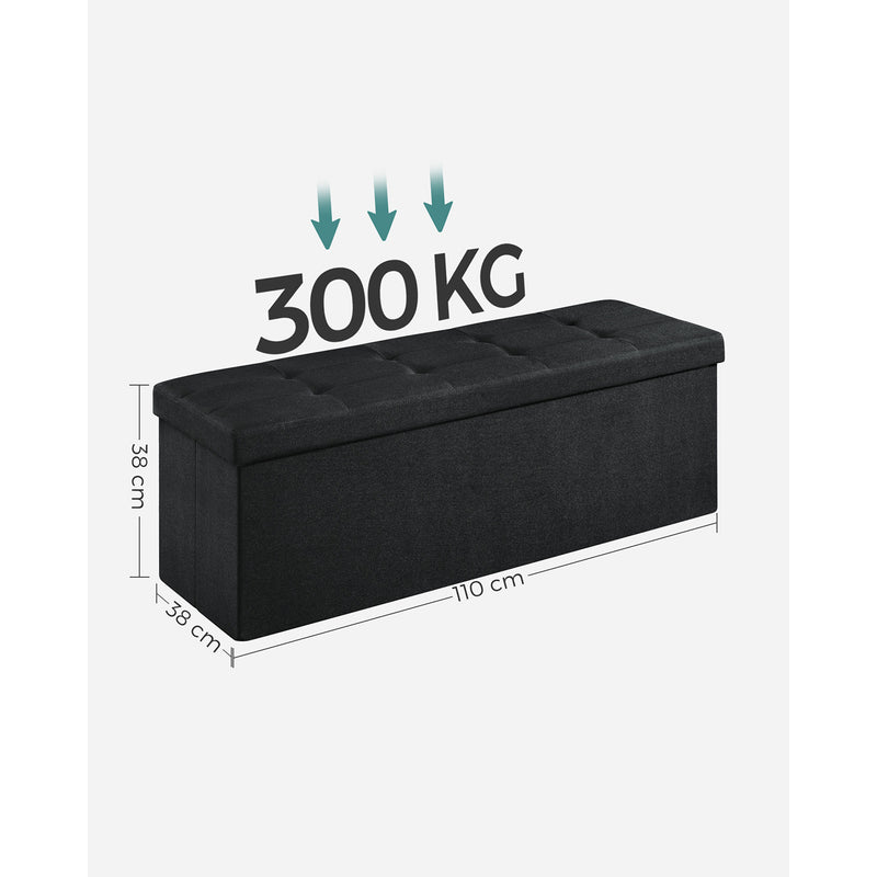 Cutie de scaun - Banc de depozitare - 2 compartimente - capacitate de încărcare de până la 300 kg - negru