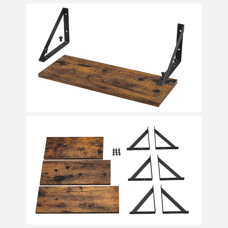 Wandplanken - Set van 3 - Ophangbaar - Hout - Bruin