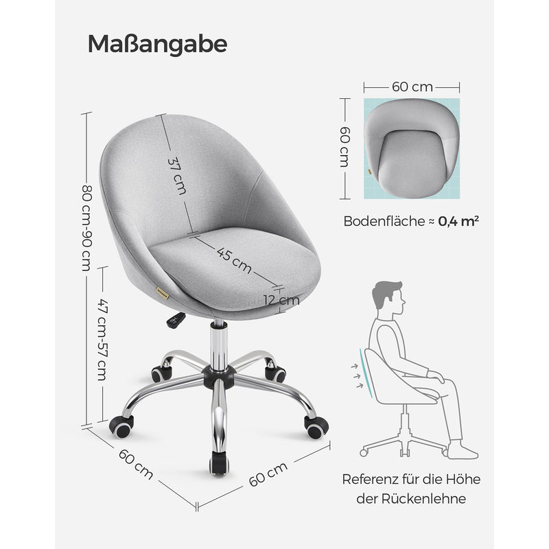 Scaun de birou - scaun de calculator - în înălțime reglabil - rotund - gri