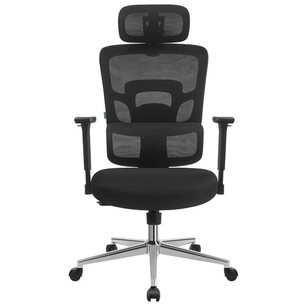 Bureaustoel - Computerstoel - Verstelbare armleuning - Met hoofdsteun - Zwart