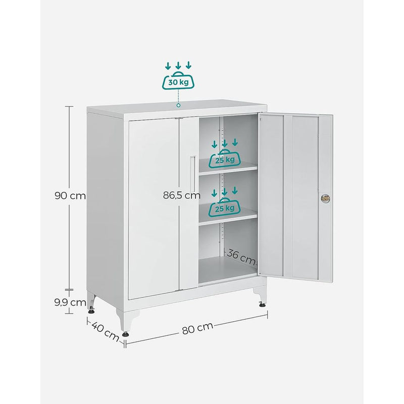 Archiefkast - Gereedschapskast - Van staal - Met 2 Deuren - Met slot - Wit