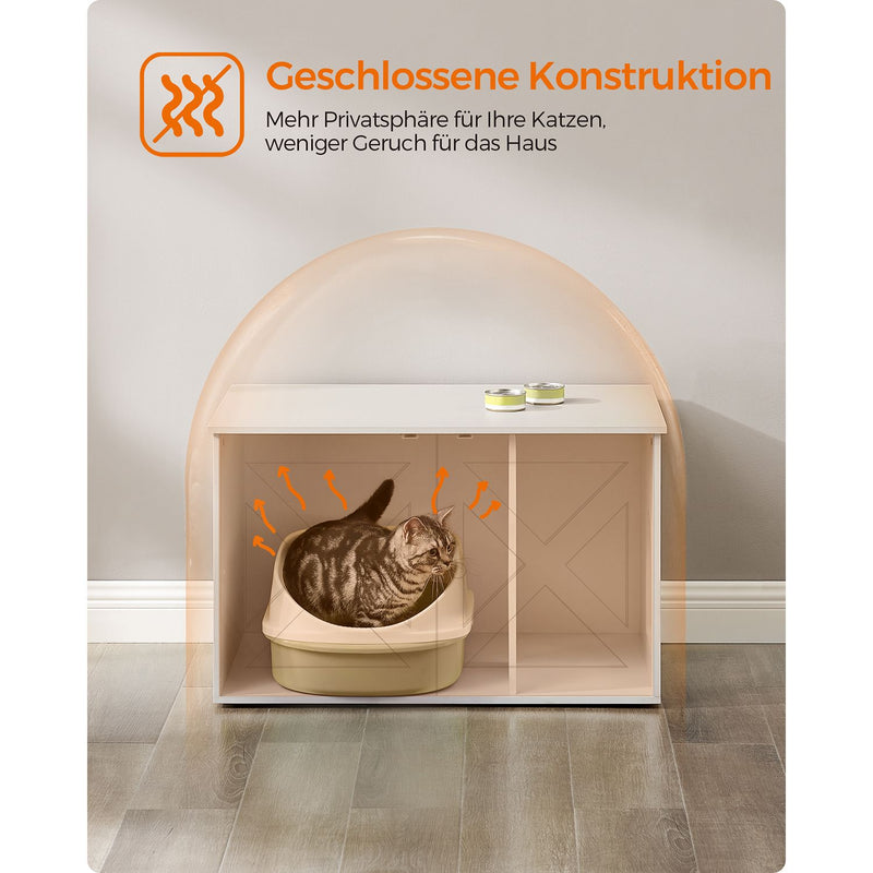 Kattenbak kast - Met verwijderbare scheidingswand - Wit